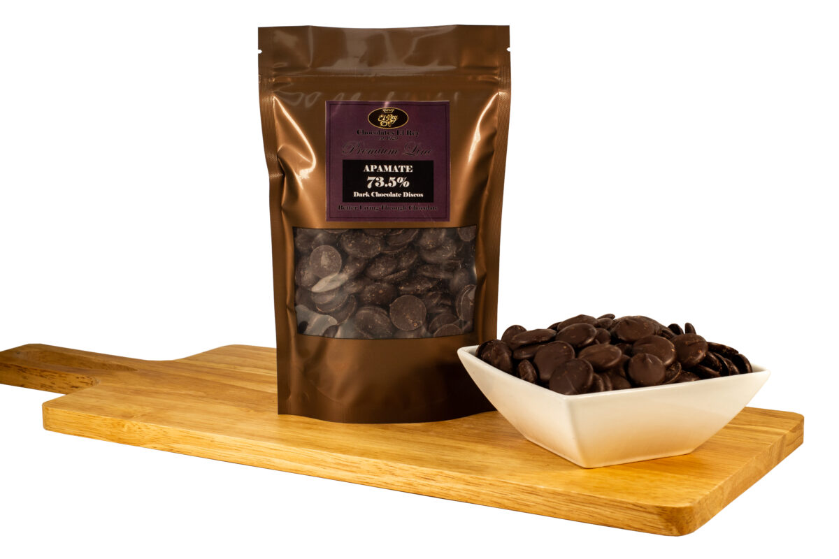 Ethically-sourced dark chocolate discs for baking or eating