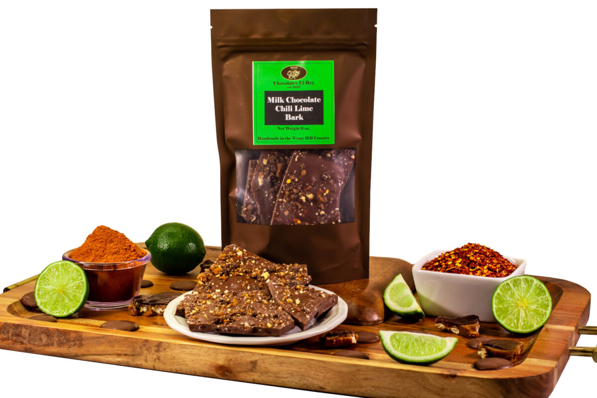 Milk chocolate bark with a spicy kick of cayenne and real lime