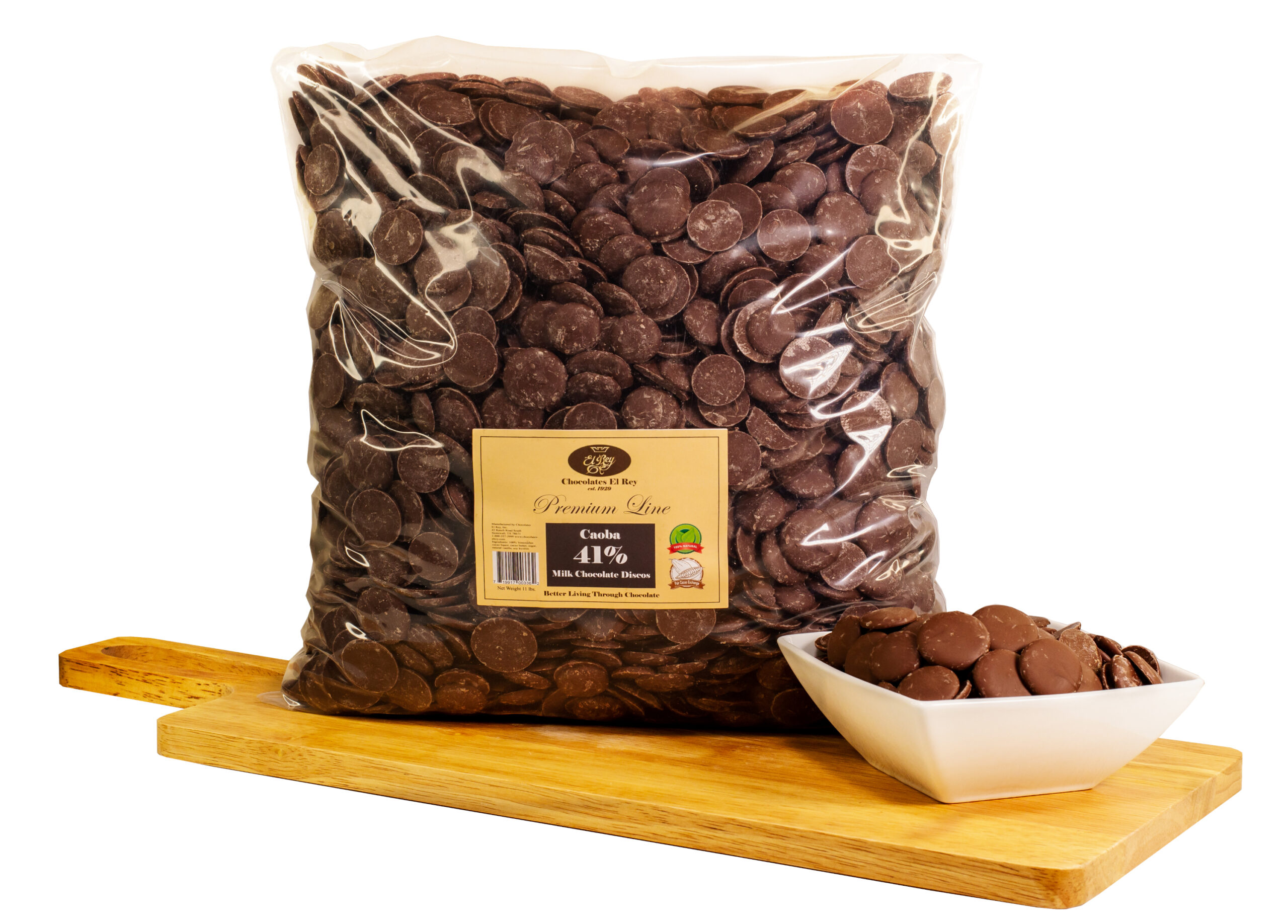 El Rey Caoba Venezuela 41% Milk Couverture Chocolate Discs